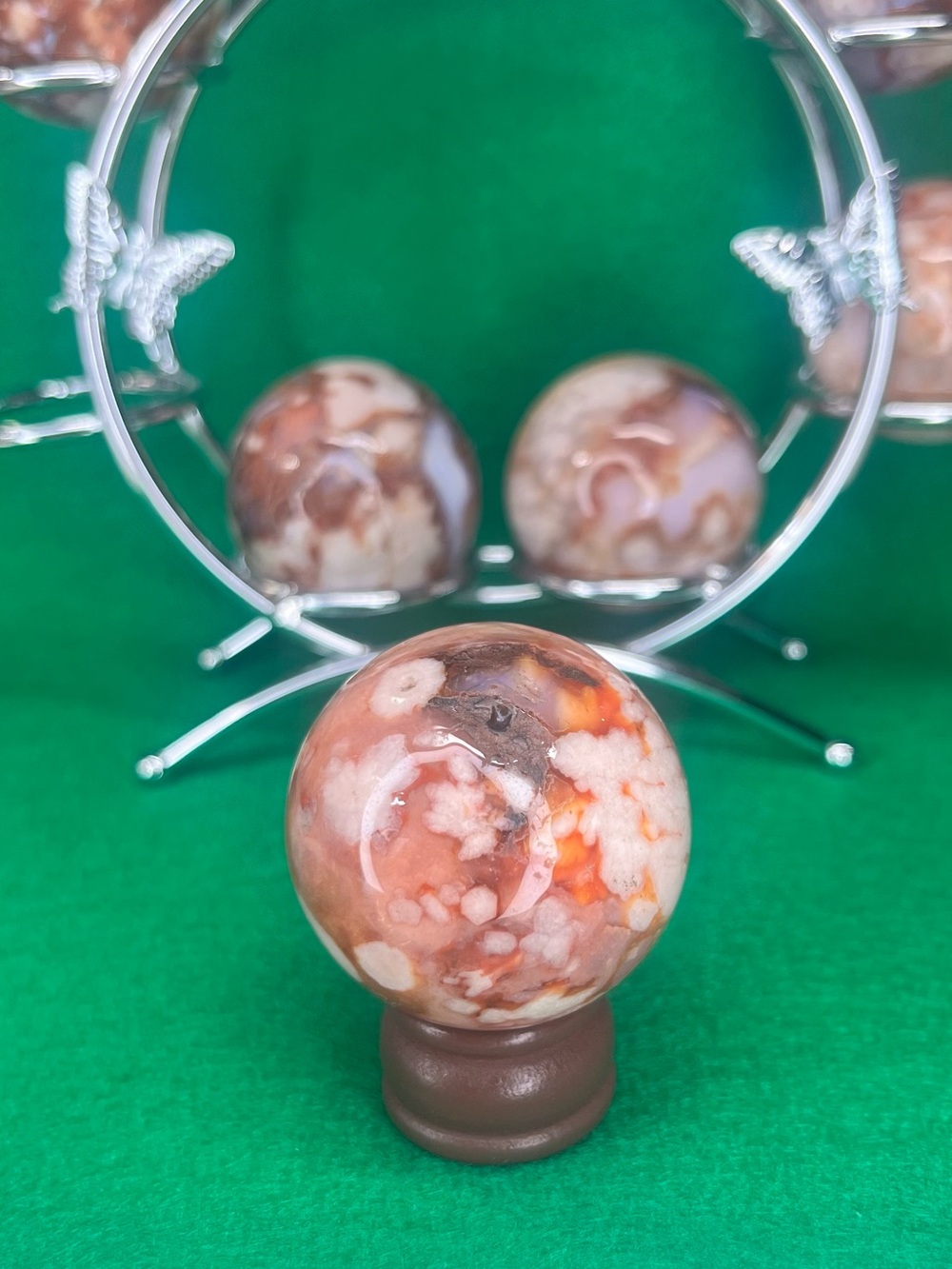 Red flower Agate Crystal Sphere